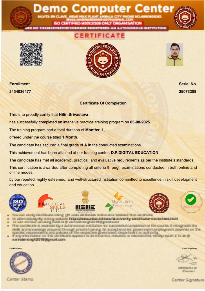 Certificate sample